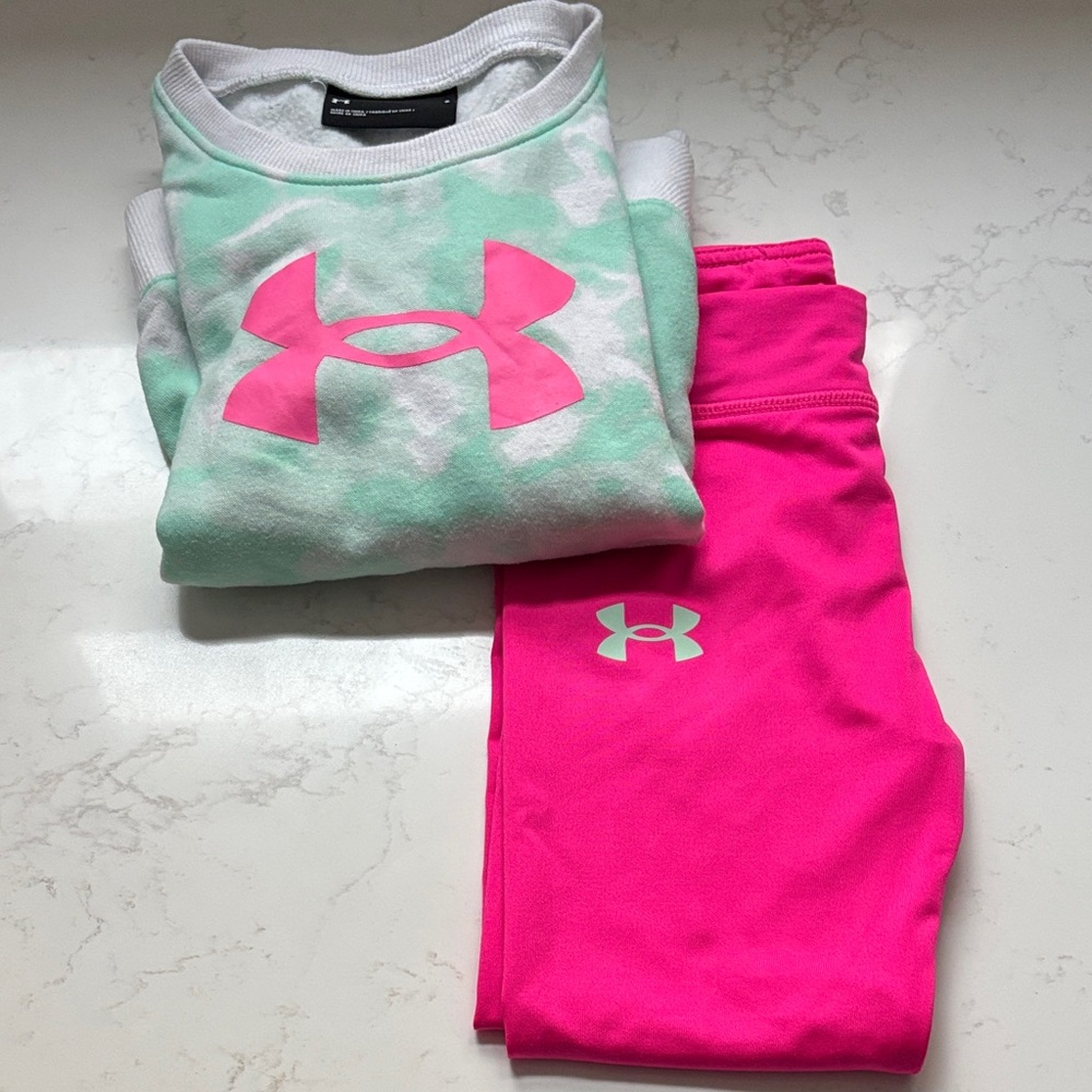 Under Armour Mint and Pink Activewear Set - Size 5